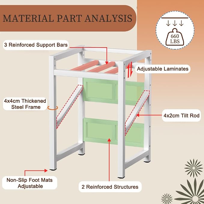 Over The Washer and Dryer Storage Shelf, Height Adjustable Machine Stacking Rack - Image 4