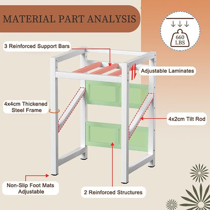 Over The Washer and Dryer Storage Shelf, Height Adjustable Machine Stacking Rack - Image 4