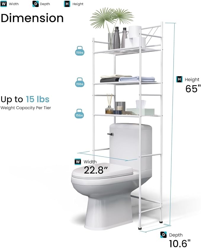 Home Zone Living Over-the-Toilet Bathroom Storage Cabinet Organizer | - Image 3