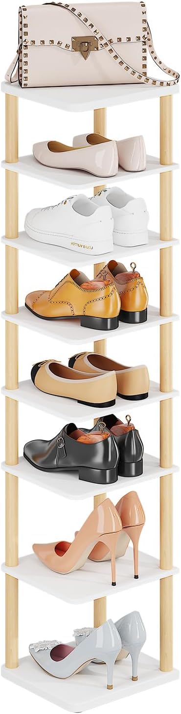 LUCKNOCK Vertical Shoe Rack, 8-Tier Tall Narrow Shoe Organizer - Image 3
