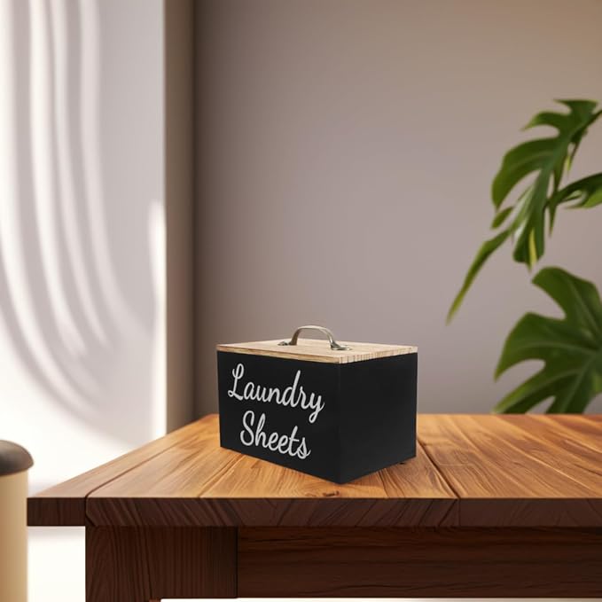 PRETYZOOM Wood Laundry Dryer Sheet Holder Organizer Large Capacity Storage Box - Image 7