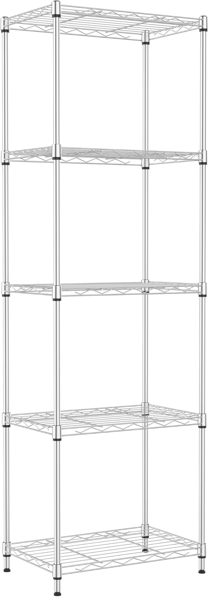 IZEUK 5 Tier Metal Wire Shelf Unit, Chrome Storage Rack Organizer - Image 9