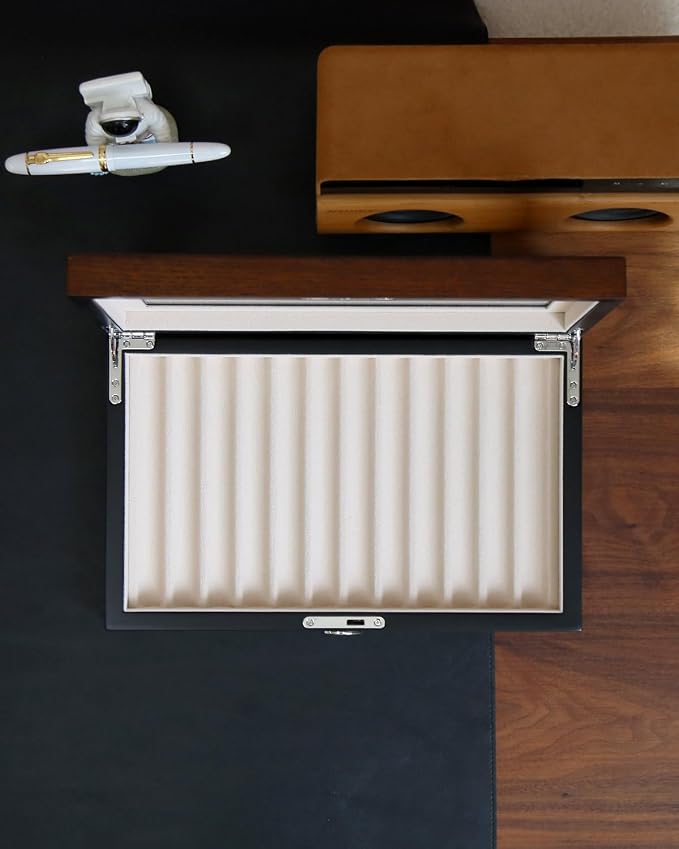 Wooden Pen Display Case – 12 Slot Lockable Fountain Pen Storage Box, Gift - Image 4