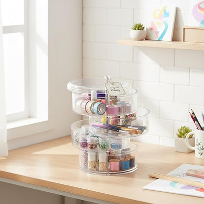 Rotating Cosmetic Display Case, 360-Degree Clear Storage Organizer - Image 3