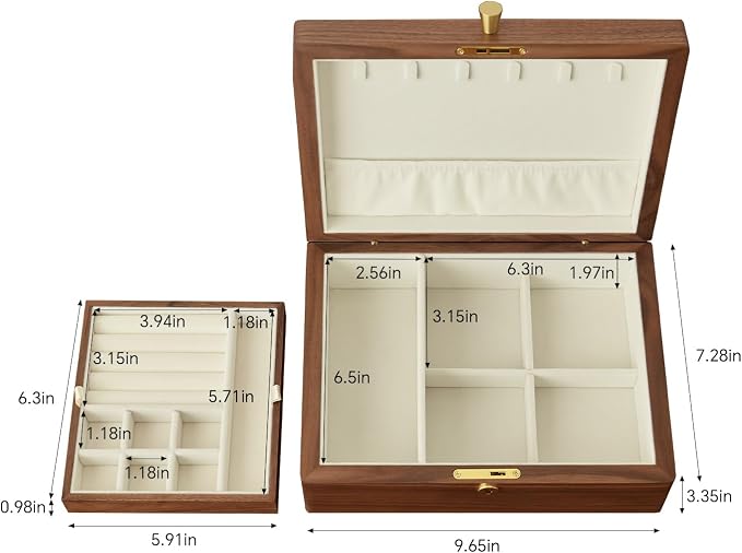 Solid Black Walnut Wood Jewelry Box - Image 2