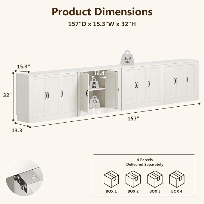 157" W Modern Buffet Cabinet - Image 2