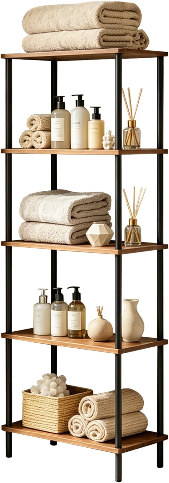 5 Tier Corner Bookshelf, Wooden Standing Shelf Unit - Image 6