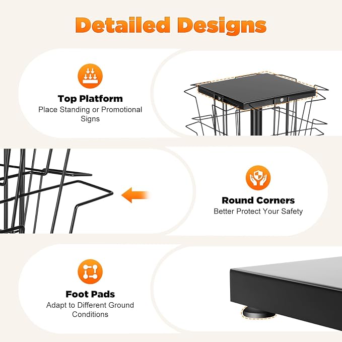 36-Pocket Rotating Magazine Rack, 360° Floor Brochure Display Stand - Image 9