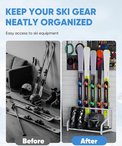 Ski Storage Rack for Garage — Freestanding Ski Holder for 5 Pair Skis, Indoor - Image 6