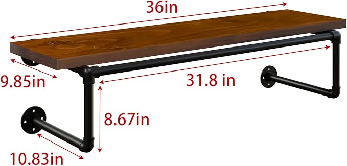 Clothes Rack 36in, Wall Mounted Garment Racks - Image 4
