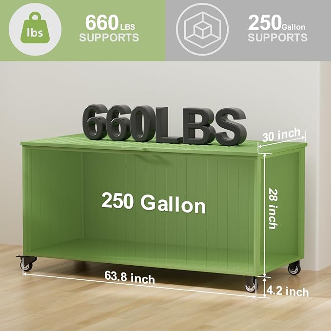 Outdoor Storage Box with Wheels 250 Gallon, Metal Deck Boxes Waterproof - Image 4