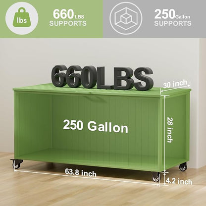 Outdoor Storage Box with Wheels 250 Gallon, Metal Deck Boxes Waterproof - Image 4