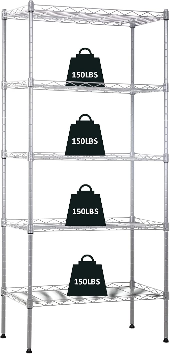 NChanmar 5-Tier Wire Shelving Unit Storage Shelves Metal Shelves 48"x21"x12" by NChanmar