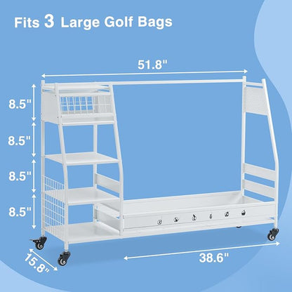 Lauren&Harold Golf Bag Organizer Garage Storage, Golf Storage Rack Stand Fits 2 - Image 9