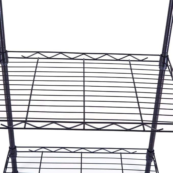 FOXHOLE 4-Tier Wire Shelving Unit Black Metal Storage Rack 17.72" W x 11.81" D - Image 4