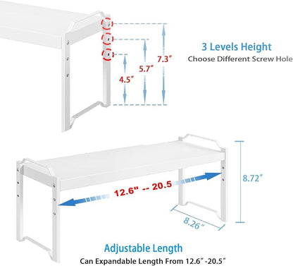Set of 2 Expandable Kitchen Cabinet Shelves Organizers, Stackable Adjustable - Image 2