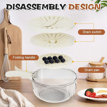 Multi-Functional Fruit and Vegetable Washing Bowl, Fruit Strainer Container - Image 5
