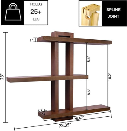 yaqew Variable Floating Shelves Wood Set of 3, Cube Wall Mounted Shelves 28.35" - Image 3