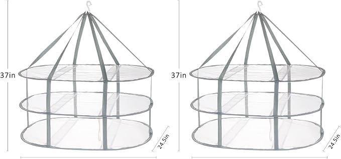 2 Pack 3-Tier Folding Mesh Clothes Hanging Dryer, Sweater Drying Rack, Large - Image 2