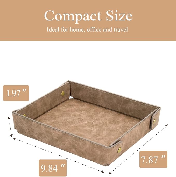 CASIRENA Father's Day Gifts Faux Leather Valet Tray Organizer - Image 3