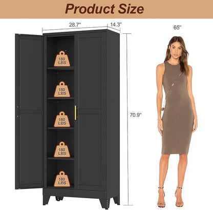 71" Black Metal Storage Cabinet - Image 3