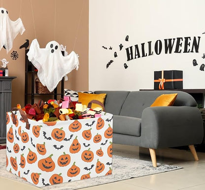 Rectangular Halloween Basket for Kids Pumpkin Basket Toy Storage Bin Organizer - Image 2