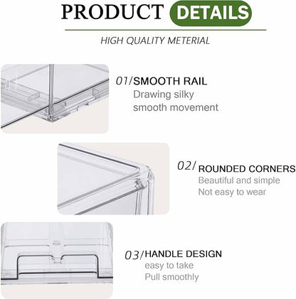 bealy 2 Pack Stackable Clear Storage Drawer, Refrigerator Organizers and - Image 4