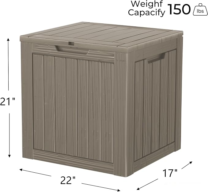 35 Gallon Outdoor Storage Box Waterproof Lockable Resin Deck Box Large - Image 2