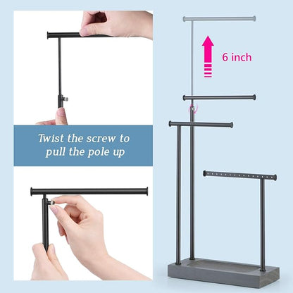 SRIWATANA Jewelry Organizer Display Extra Tall Necklace Holder 3 Tier Jewelry - Image 4