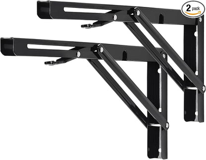 YUMORE Folding Shelf Brackets, 14 Inch Heavy Duty Collapsible Shelf Bracket by YUMORE