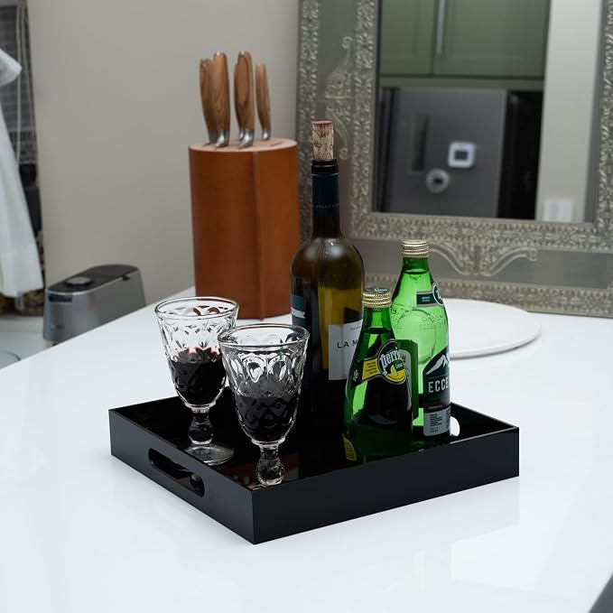 Glossy Black Acrylic Serving Tray - Image 2