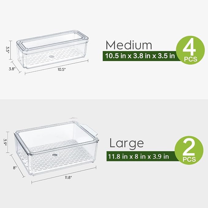 ZIJUND 6 Pack Fridge Organizer, Stackable Refrigerator Organizer Bins - Image 2
