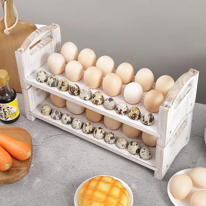 Wooden Egg Holder 3 Layer Fresh Egg Rack Holders Countertop Stackable Quail Egg - Image 8