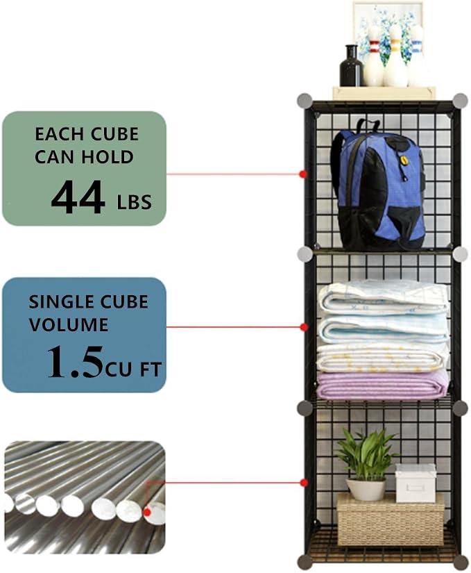 UNICOO - 14 * 14 inch Big Cube Multi Use DIY 20 Cube Wire Grid Organizer - Image 5
