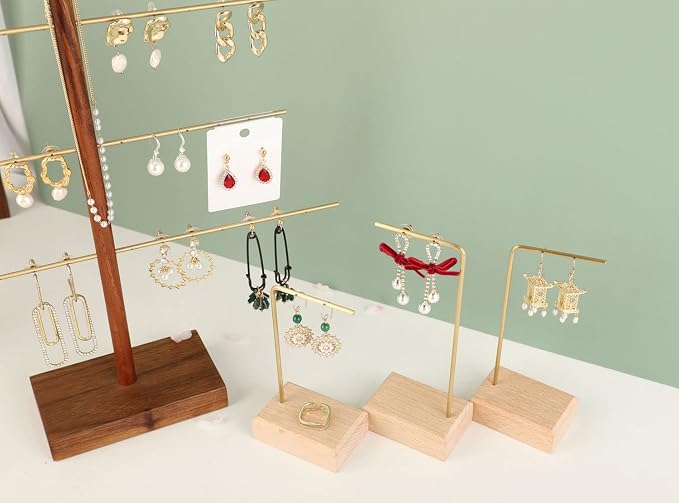 GemeShou 3pcs Beech wooden dangle earring stand holder, hoop earring displays - Image 7
