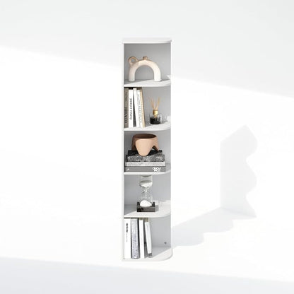 Furinno Reed Corner Shelf, 5-Tier Corner Bookshelf, Book Shelf, Corner Shelves - Image 7