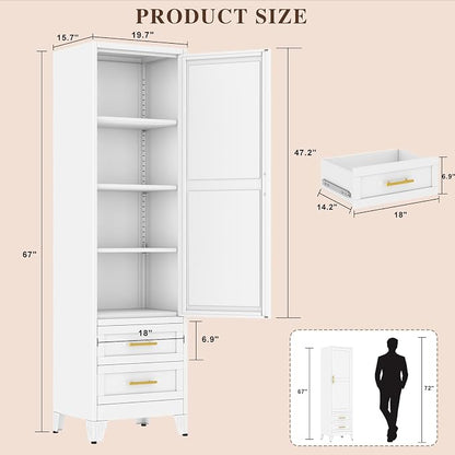 Tall Metal Narrow Storage Cabinet 67" H - Image 2