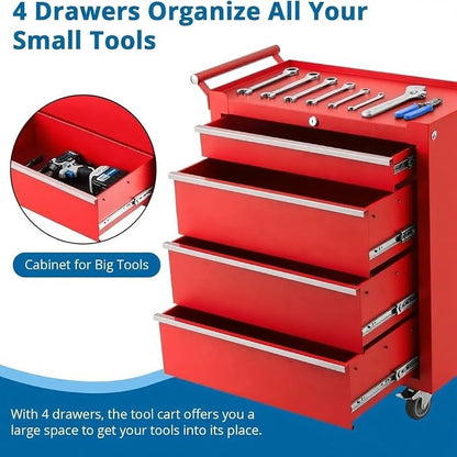 IDEALHOUSE Rolling Tool Chest, 4 Drawers Tool Storage Cabinet, Toolbox - Image 5
