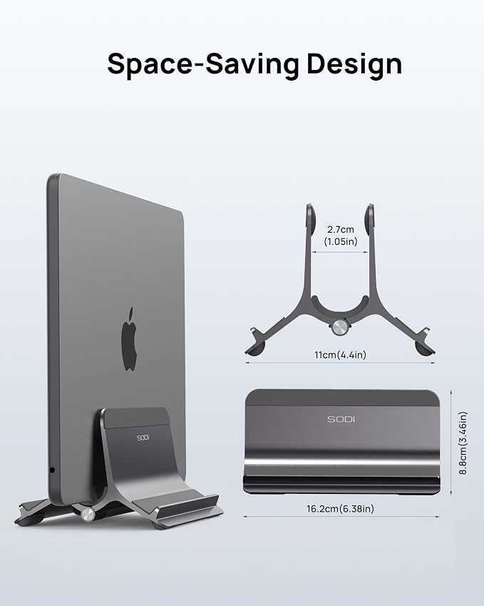 SODI Vertical Laptop Stand for Desk, Aluminum Laptop Holder Compatible - Image 7
