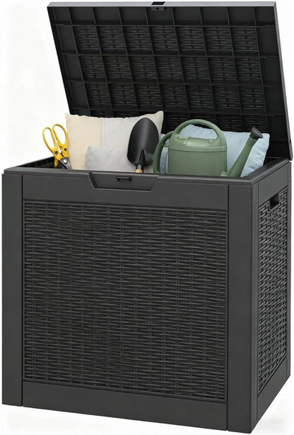 Outdoor Storage Box, 35 Gallon Resin Deck Boxes Outdoor Waterproof by WTFGO