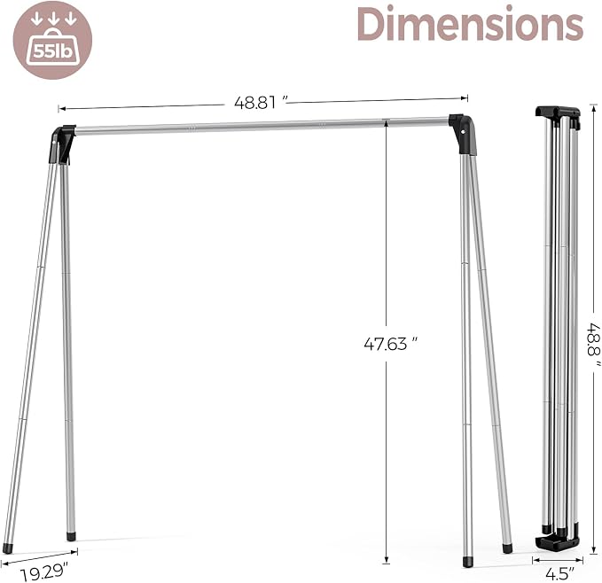 TOOLF Clothes Drying Rack Foldable, Laundry Drying Rack Stainless Steel - Image 3