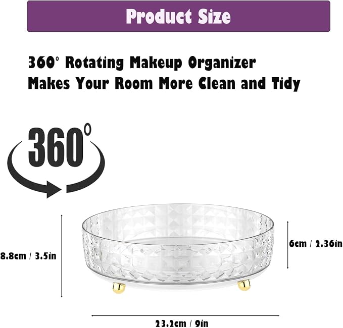 Non Skid Lazy Susan Turntable, Spice Rack Turntable, 9 Inch Spinning Organizer - Image 2