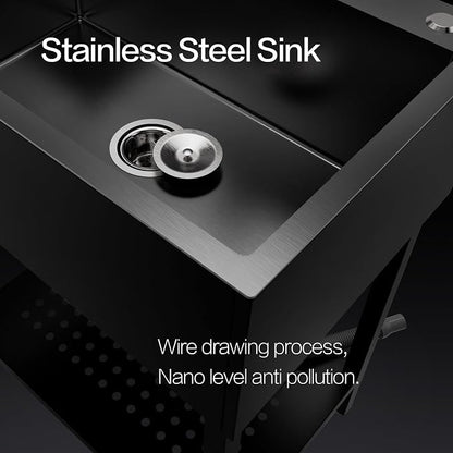 26" Freestanding Stainless Steel Utility Sink, Single Bowl Kitchen Sinks - Image 5