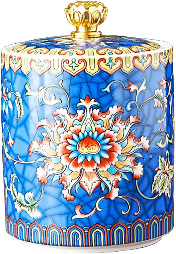 Enamel Ceramic Tea Caddy Tea Canister Tea Storage Container Tins Jar by Bicuzat