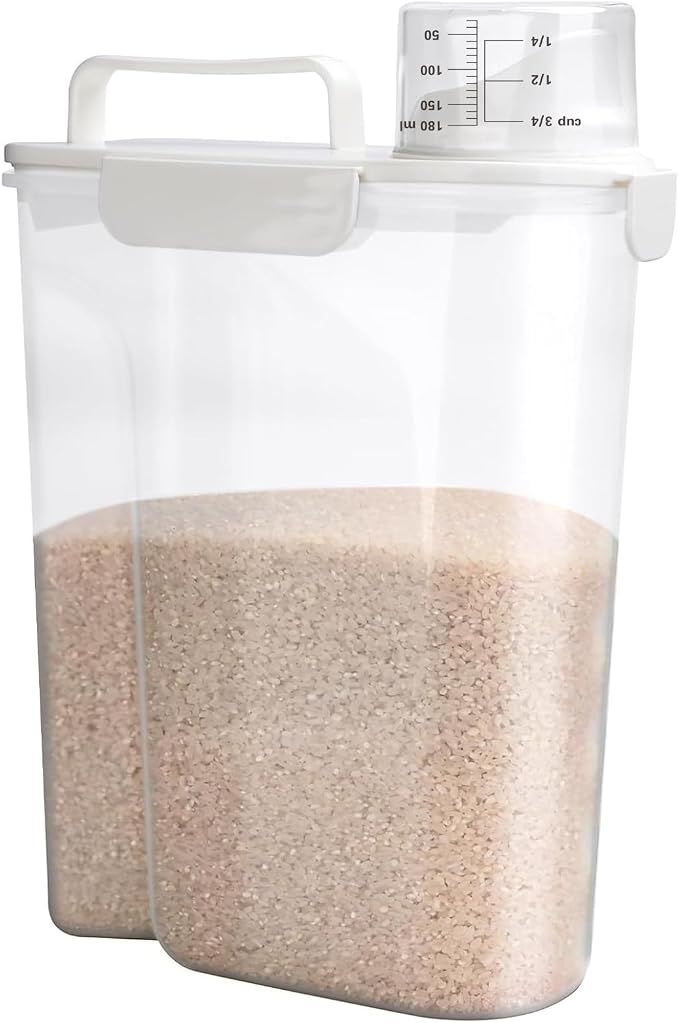 Rice Storage Container, 5 to 10lb Dry Food Airtight Dispenser, Pet Dog Cat Food by Viretec
