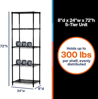 Shelving Inc. 8" d x 24" w x 72" h Black Wire Shelving - Image 2