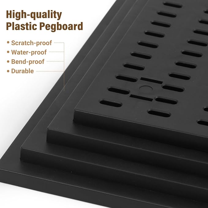 AKTOP Peg Board Wall Organizer 4-Pack – 12"x12" Black Pegboard Panels - Image 4