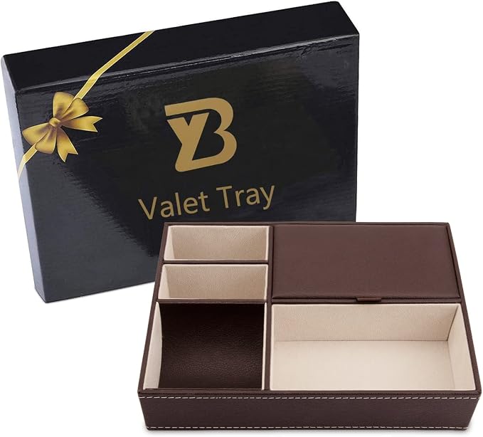 Baoyun Leather Valet Tray for Men, Mens Jewelry Organizer Box, Mens Nightstand - Image 7