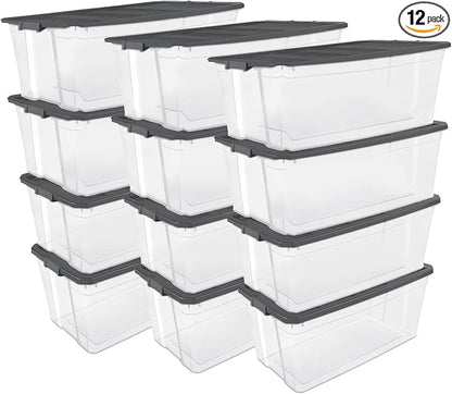 Sterilite 12-Pack Modular Stacker Box, Durable Clear Plastic Storage Bins by Sterilite