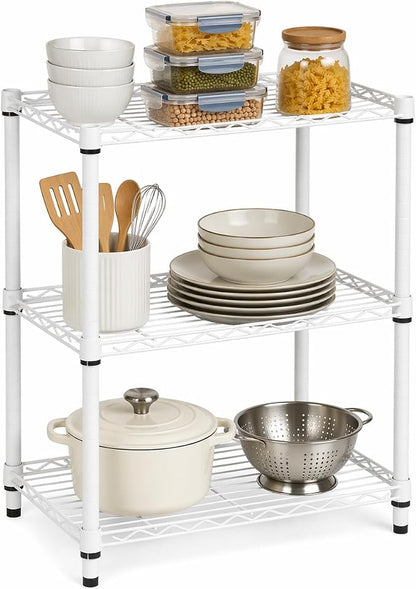 Honey-Can-Do 3-Tier White Wire Shelf, 250 lb/Shelf, kitchen & garage; no tools by Honey-Can-Do